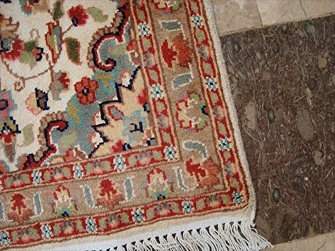 Gorgeous Ivory Flower Medallion Rectangle Wool Silk Rug Hand Knotted Carpet Pair (3.3 x 2.1)'