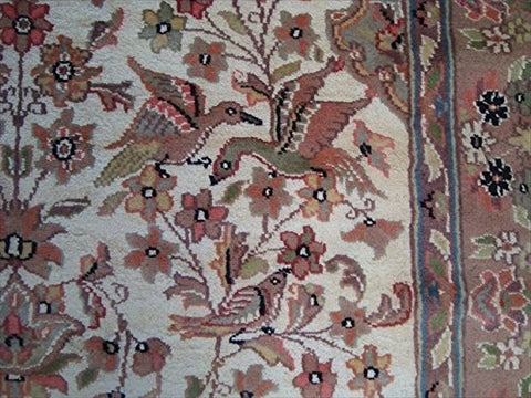 Bird Love Tree Life Exclusive Designed Area Rug Hand Knotted Silk Wool Carpet (6 x 4)'