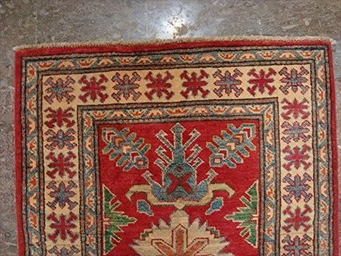 Kazak Super Geometric Veg Dyed Mahal Rectangle Rug Hand Knotted Carpet (3.9 x 2.10)'