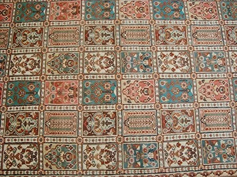 Exclusive Bakhtiar Floral Blocks Rectangle Area Rug Hand Knotted Wool Silk Carpet (8 x 5)'