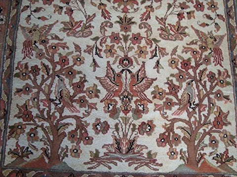 Bird Love Tree Life Exclusive Designed Area Rug Hand Knotted Silk Wool Carpet (6 x 4)'