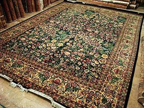 Ahmedani Linen Exclusive Designed Flowers Allover Garden Decorative New Oriental Area Rugs Hand Knotted Fine Wool Carpet (10 x 14)'