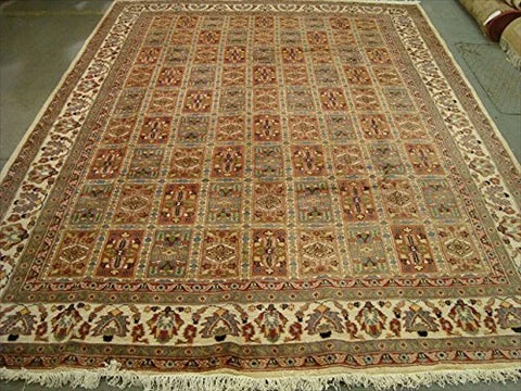 Bakhtiari Pestal Flower All Over Rectangle Area Rug Wool Silk Hand Knotted Carpet (11.2 x 8.5)'