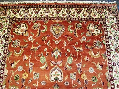 Exclusive Fire Flies Designed Copper Ivory Rectangle Area Rug Wool Silk Hand Knotted Carpet (9 X 6)'