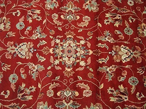 AHMEDANI Rectangle Area Rug Amazing Red Floral Hand Knotted Silk Wool Carpet (10 x 7)'