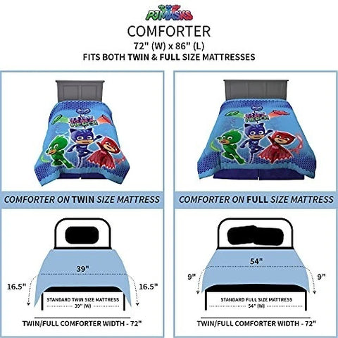 PJ Masks Multicolored Bedding Super Soft Microfiber Reversible Comforter For Kids