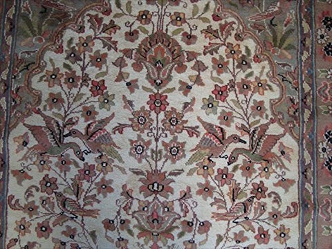 Bird Love Tree Life Exclusive Designed Area Rug Hand Knotted Silk Wool Carpet (6 x 4)'