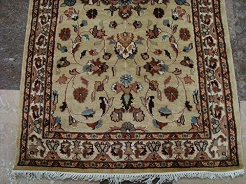 Beige Yellow Ivory Touch Exclusive Oriental Area Rug Hand Knotted Wool Silk Carpet (5 x 3)'