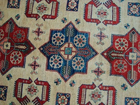 Kazak Super Geometric Veg Dyed Mahal Rectangle Rug Hand Knotted Carpet (6.6 x 5.0)'