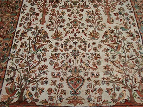 Exclusive Area Rug Tree of Life Peace Birds Rectangle Hand Knotted Carpet Silk Wool (10.3 x 7.3)'