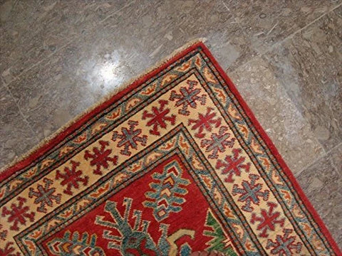 Kazak Super Geometric Veg Dyed Mahal Rectangle Rug Hand Knotted Carpet (3.9 x 2.10)'