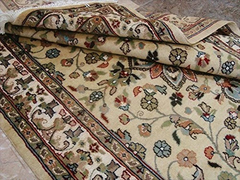 Awesome Ivory Medallion Flowers Lovely Area Rug Hand Knotted Wool Silk Carpet (6 x 4)'