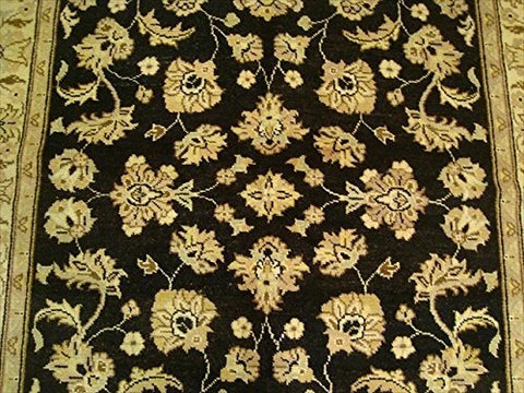 Excellent Black Chobi Zeigler Mahal Vege Dyed Area Rugs Hand Knotted Carpet (7.11 x 5.8)'