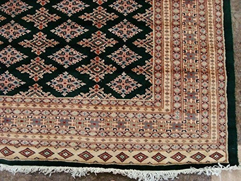 Awesome Green Jaldar Abstract Area Rug Hand Knotted Wool Silk Carpet (8 x 5)'