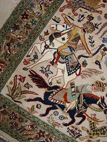 Horses King Hunting Classic Hand Double Knotted Fine Rug Indoor Carpet (6 X 4)'