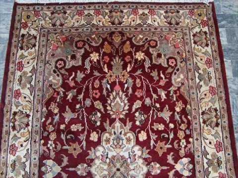 AHMEDANI Shahe-Taj Ruby Red Exclusive Area Rug Hand Knotted Wool Silk Carpet (6 x 4)'