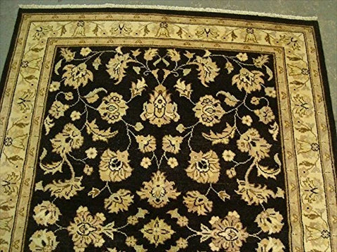 Excellent Black Chobi Zeigler Mahal Vege Dyed Area Rugs Hand Knotted Carpet (7.11 x 5.8)'