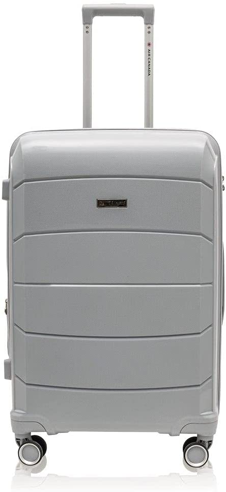 Air Canada Optimum 3Pcs Hardside Spinner Rolling Luggage & Wet Pouch Set Carry-On Suitcase - Light Grey