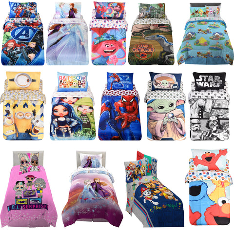 Kids Bedding Sheet Twin Sheet Set with Comforter Twin Bed in Bag 4 pcs Set