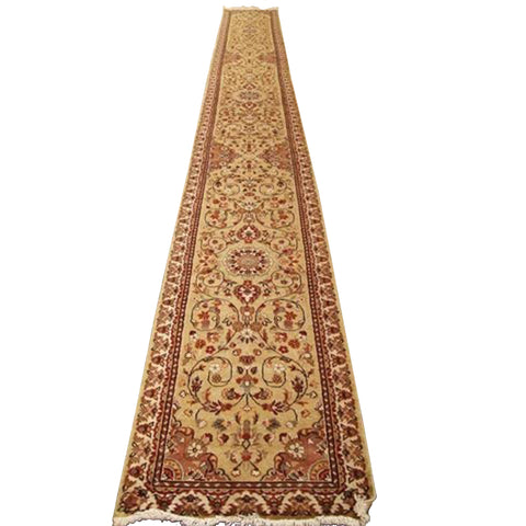 Rare Beige Amazed Floral Soft Hand Knotted Carpet Hall Way Runner Rug (23.1 x 2.6)'