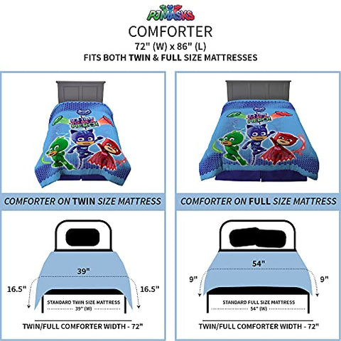 PJ Masks Multicolored Bedding Super Soft Microfiber Reversible Comforter For Kids