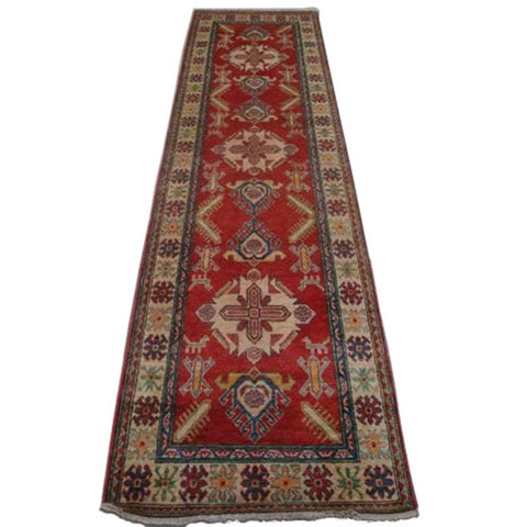Super Kazak Traditional Designed Rectangle Wool Carpet Hand Knotted Runner Rug (10.4 x 2.9)'