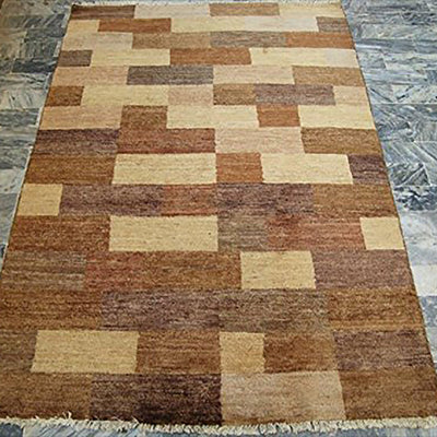 AHMEDANI Modern Afghan Gabbeh Mahal Vegetable Dyed Wool Carpet Hand Knotted Area Rug (6 x 4)'