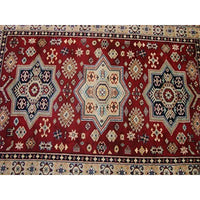 Shirvan Kuba Caucasion Geometric Fine Veg Dye Hand Knotted Rug Carpet (6 x 4)'