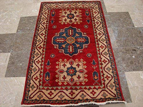 Super Kazak Caucasion Geometric Veg Dyed Mahal Rectangle Rug Hand Knotted Carpet (5.0 x 2.11)'