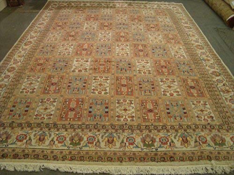 Bakhtiari Pestal Flower All Over Excellent Designed Area Rug Hand Knotted Silk Wool Carpet (12.1 x 9.1)'