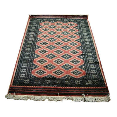 AHMEDANI Exclusive Copper Jaldar Hand Knotted Rectangle Rug Mat Wool Silk Carpet (6 x 4)'