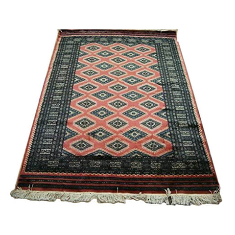 AHMEDANI Exclusive Copper Jaldar Hand Knotted Rectangle Rug Mat Wool Silk Carpet (6 x 4)'