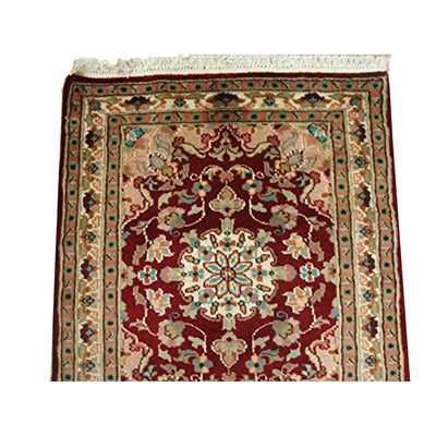 AHMEDANI Red Floral Love Mahal Classic Designed Hand Knotted Runner Rug (10.2 X 2.6)'