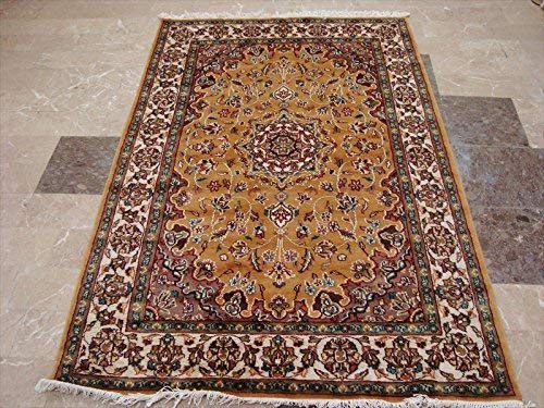 Love Bakhtiari Floral Blocks Exotic Rectangle Area Rug Hand Knotted Wool Silk Carpet (6 x 4)'