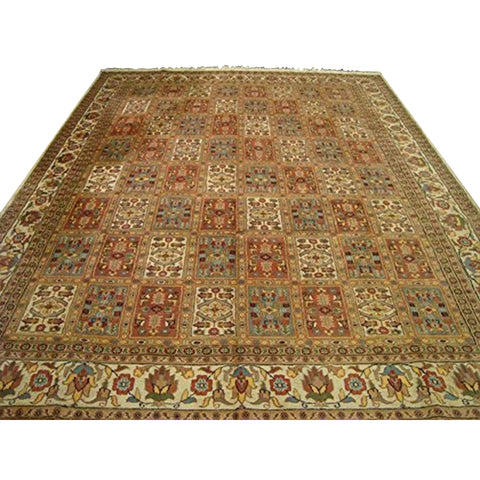 Bakhtiari Pestal Flower All Over Rectangle Area Rug Wool Silk Hand Knotted Carpet (12.1 x 9.2)'