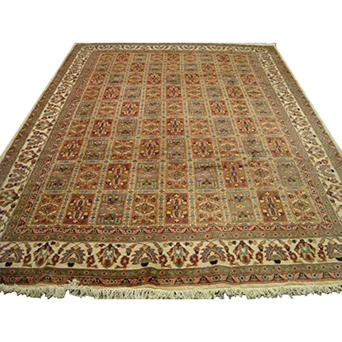Bakhtiari Pestal Flower All Over Rectangle Area Rug Wool Silk Hand Knotted Carpet (11.2 x 8.5)'