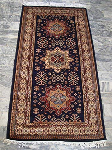 Awesome Blue Medallion Floral Oriental Rug Hand Knotted Wool Silk Carpet (10 x 7)'