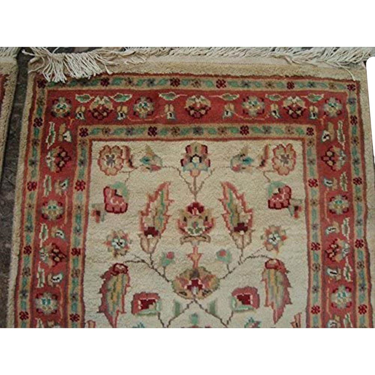 AHMEDANI Excellent Ivory Flowers Medallion Hand Knotted Rug Wool Silk Carpet Pair (3 X 2)'