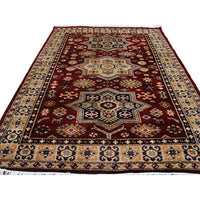 Shirvan Kuba Caucasion Geometric Fine Veg Dye Hand Knotted Rug Carpet (6 x 4)'