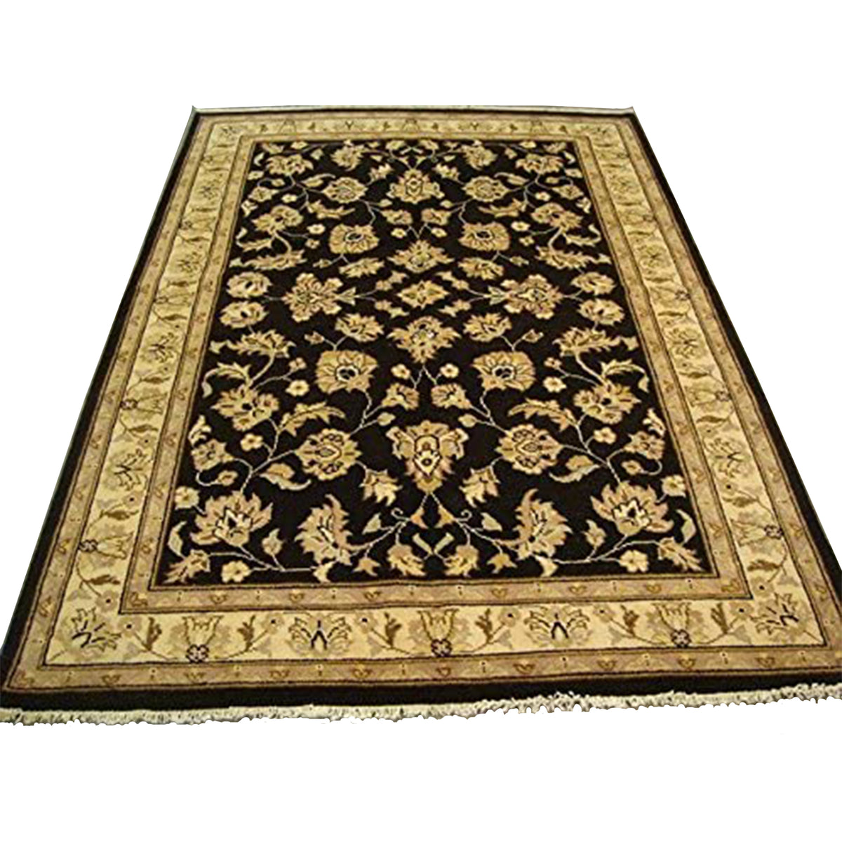 Excellent Black Chobi Zeigler Mahal Vege Dyed Area Rugs Hand Knotted Carpet (7.11 x 5.8)'