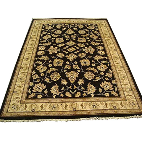 Excellent Black Chobi Zeigler Mahal Vege Dyed Area Rugs Hand Knotted Carpet (7.11 x 5.8)'