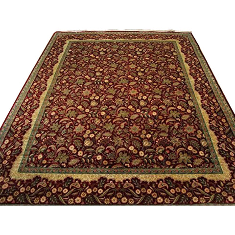 Love Red Flowers Exclusive Designed Rectangle Area Rug Hand Knotted Fine Carpet (9 X 12)'