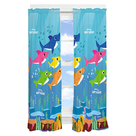 Baby Shark Kids Room Window Drapes Curtains for Kids, Set of 2 (42" x 63" Each)