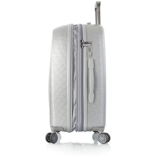 Motif Neige 3Pcs Luggage Set Lightweight Hardside Expandable 4-Wheel Spinner Rolling Travel Carry on Trolley Suitcase Set (21,26,30 inch) (Silver)