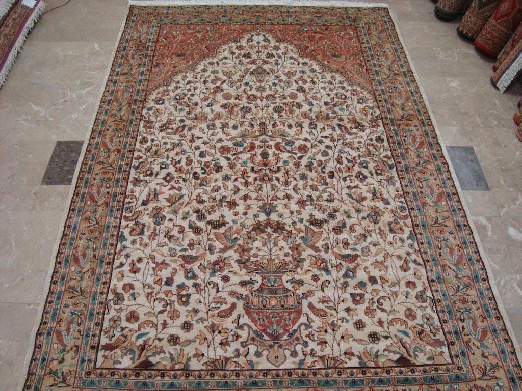 Awesome Tree of Life Birds Floral Oriental Area Rug Hand Knotted Wool Silk Carpet (9 x 6)'