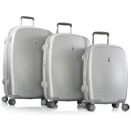 Motif Neige 3Pcs Luggage Set Lightweight Hardside Expandable 4-Wheel Spinner Rolling Travel Carry on Trolley Suitcase Set (21,26,30 inch) (Silver)