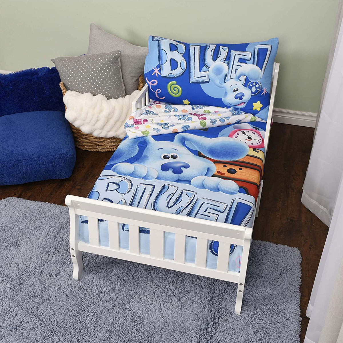 Blue's Clues Toddler Bedding Set 3 Piece Sheet Set for Kids With Reversible Comforter