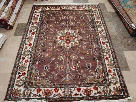 Awesome Floral Medallion Rectangle Area Rug Hand Knotted Wool Silk Carpet (6 x 4)'