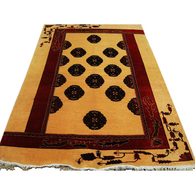 AHMEDANI Elephant Foot Print Bokhara Afghan Vege Dyed Area Rug Hand Knotted Carpet (7.5 X 5)'
