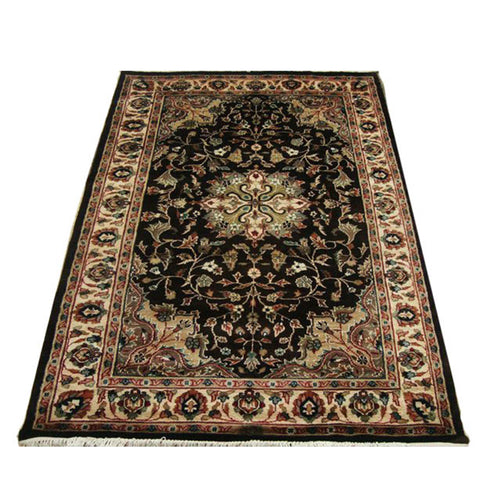 Excellent Hot Brownie Choco Medallion Rectangle Area Rug Wool Silk Hand Knotted Carpet (6 X 4)'